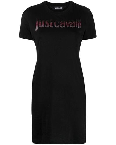 Just Cavalli Cotton T-shirt Minidress - Black