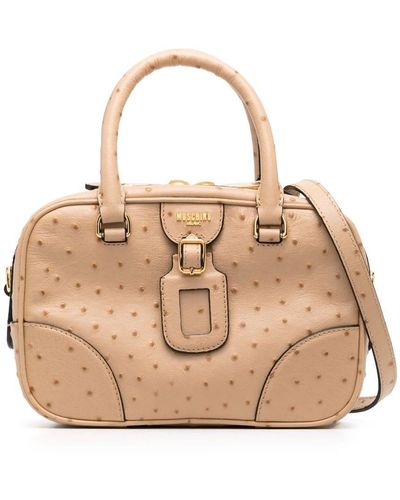 Moschino Logo-lettering Leather Tote Bag - Natural