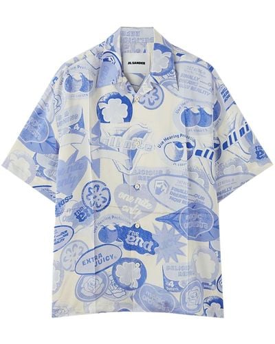 Jil Sander Camisa de manga corta con estampado gráfico - Azul