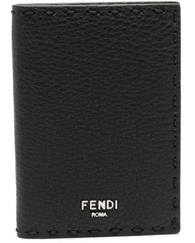 Fendi Logo-lettering Leather Card Holder - Black