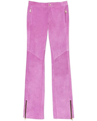 Emilio Pucci Zip-cuff Suede Flared Pants - Pink