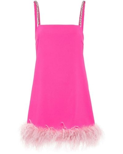 Pinko Trebbiano Feather-trim Dress - Pink
