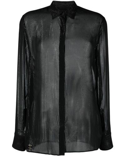 Philipp Plein Chemise boutonnée à effet de transparence - Noir