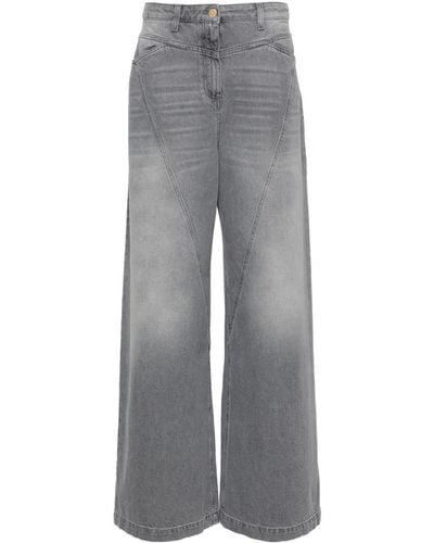 Elisabetta Franchi High-rise Wide-leg Jeans - Gray