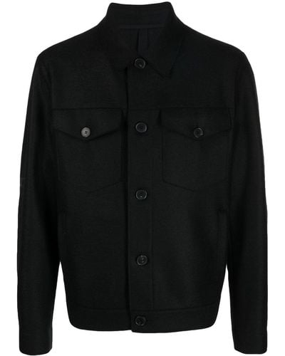 Harris Wharf London Two-pocket Virgin-wool Shirt - Black