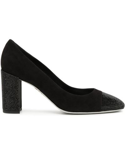 Rene Caovilla Kristen 75mm Rhinestone-embellished Suede Court Shoes - Black
