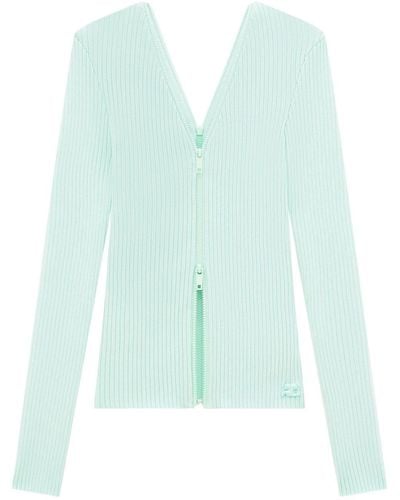 Courreges Double Zip-detail Ribbed Jumper - Green