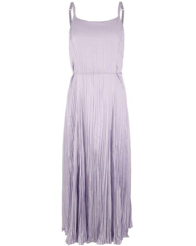 Vince Pleated Sleeveless Midi Dress - Purple