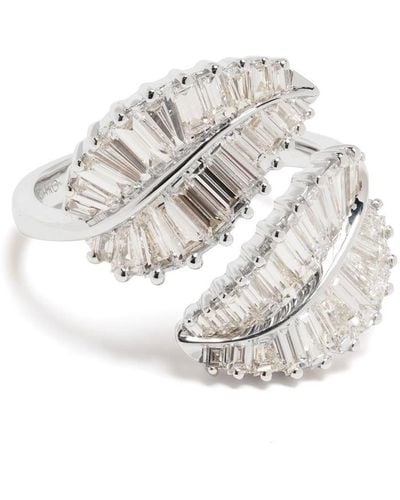 Anita Ko 18kt White Gold Palm Leaf Diamond Ring - Metallic