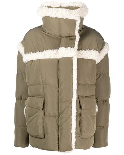 Urbancode Faux Shearling-trim Padded Coat - Natural