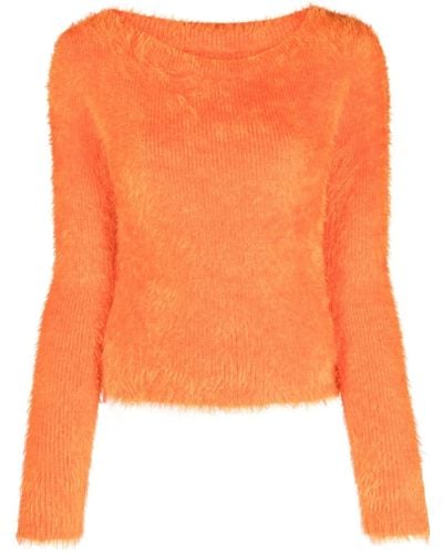 Marine Serre Crescent-motif Knitted Sweater - Orange