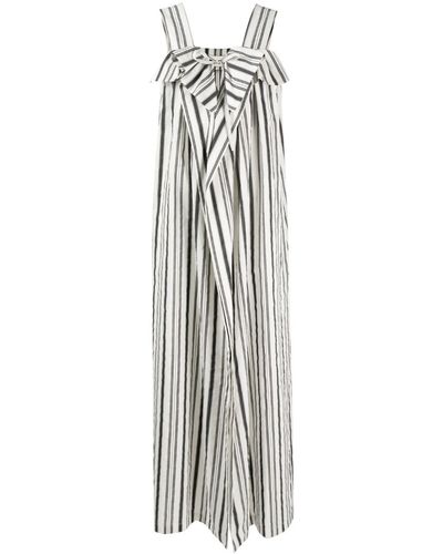 Maison Ullens Striped Sleeveless Dress - White