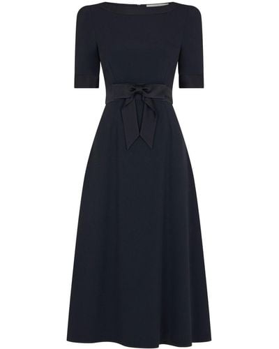 Jane Savannah Midi-jurk Met Strikdetail - Blauw