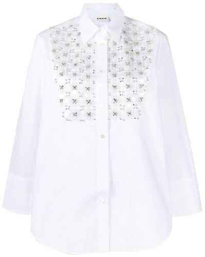 P.A.R.O.S.H. Sequin-embellished Poplin Shirt - White