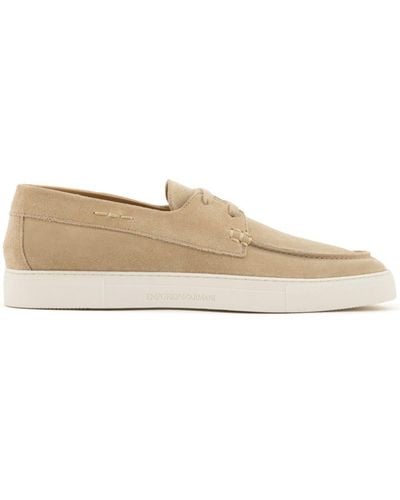 Emporio Armani Crust Leather Lace-up Shoes - Natural