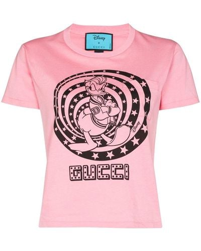 Gucci X Disney Donald Duck Cropped T-shirt - Pink