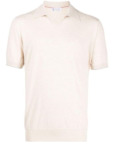 Brunello Cucinelli Short-sleeved cotton polo shirt - Neutro