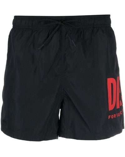 DIESEL Logo-print Swim Shorts - Black