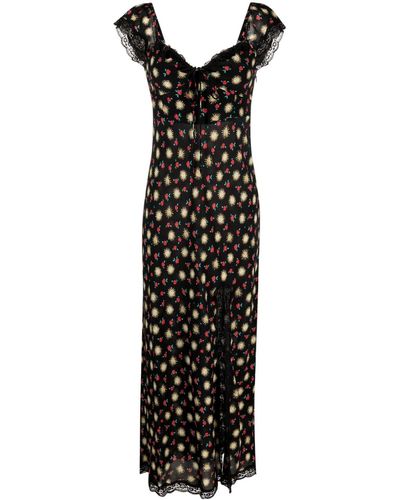 RIXO London Midi-jurk Met Bloemenprint - Zwart