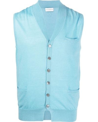 Ballantyne Fine-knit Buttoned Vest - Blue