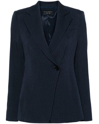 Emporio Armani Crêpe Blazer Met Dubbele Rij Knopen - Blauw