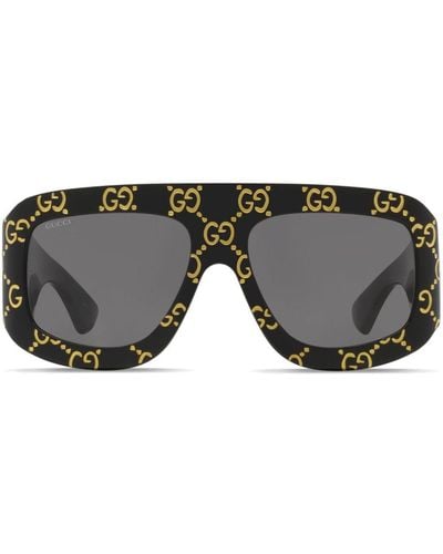 Gucci GG Monogram Pilot-frame Sunglasses - Black