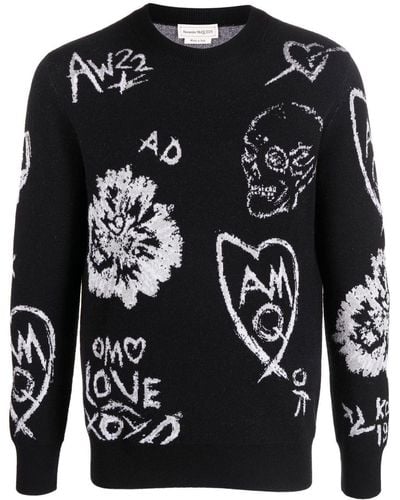 Alexander McQueen Tree Graffiti Sweater - Black