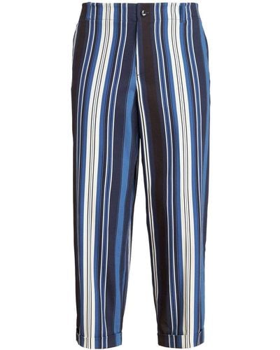 Etro Striped Cropped Trousers - Blue