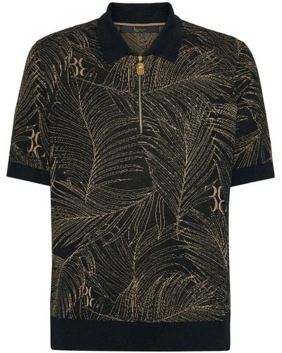 Billionaire Leaf-print Polo Shirt - Black