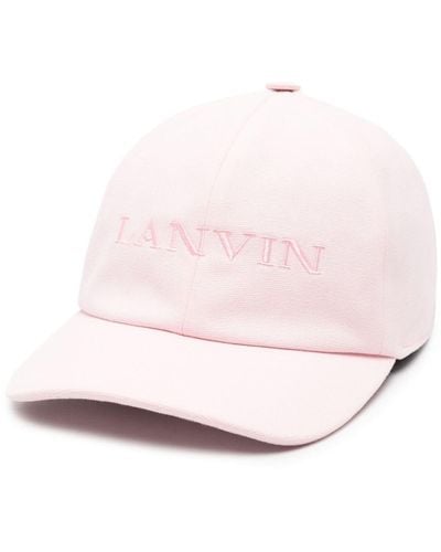 Lanvin Casquette en coton à logo brodé - Rose