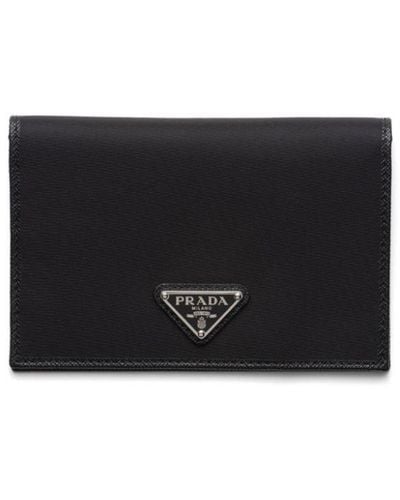 Prada Re-nylon Enamel-triangle Logo Wallet - Black
