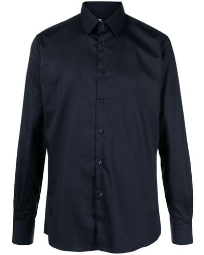 Karl Lagerfeld Poplin Long-sleeve Cotton Shirt - Blue