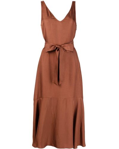 IVY & OAK Tie-fastening Flared-hem Dress - Brown