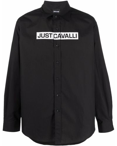 Just Cavalli Logo-print Cotton Shirt - Black