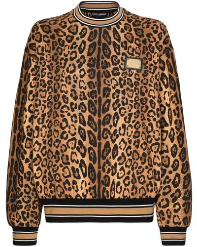 Dolce & Gabbana Katoenen Sweater Met Luipaardprint - Bruin