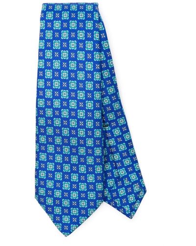 Kiton Geometric-pattern Silk Tie - Blue