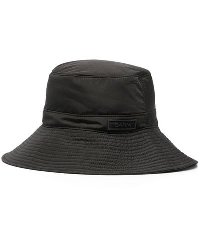 Ganni Sombrero de pescador con parche del logo - Negro