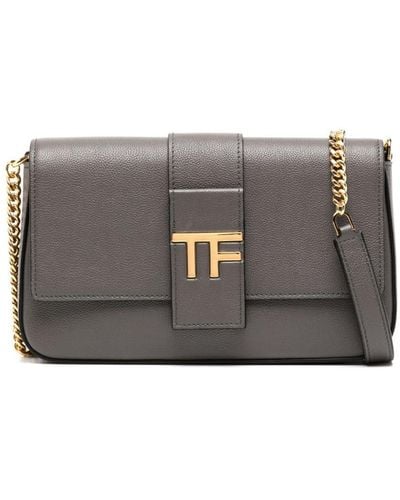 Tom Ford Tf Leather Crossbody Bag - Gray