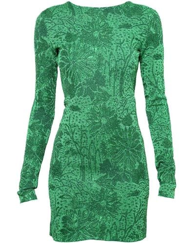 Givenchy Floral-jacquard Lurex Minidress - Green