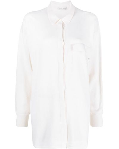 Le Tricot Perugia Fein gestricktes Hemd - Weiß