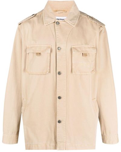 Moschino Cargo Pocket Cotton Shirt Jacket - Natural