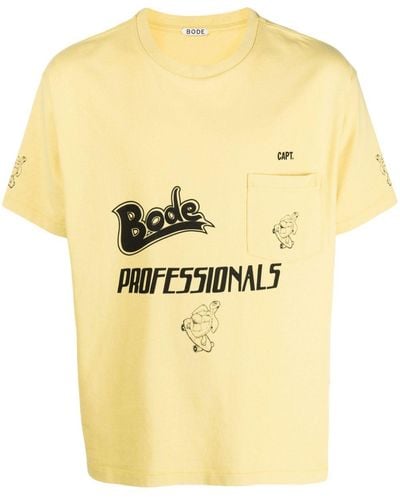 Bode Logo Cotton T-shirt - Yellow