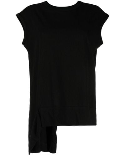 Yohji Yamamoto Camiseta asimétrica - Negro