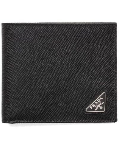 Prada Triangle-logo Bi-fold Leather Wallet - Black