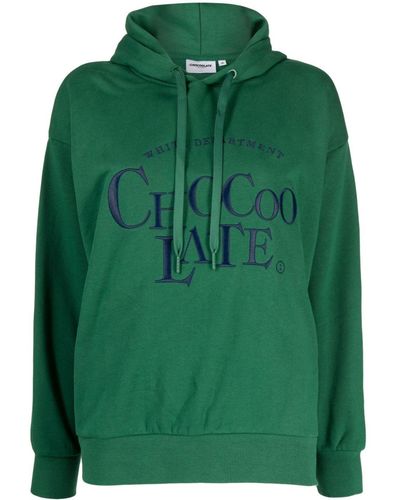 Chocoolate Logo-embroidered Cotton Hoodie - Green