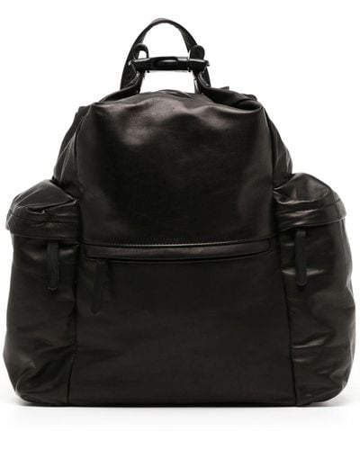 Yohji Yamamoto Multiple-pocket Leather Backpack - Black
