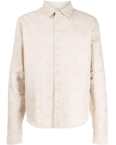 Off-White c/o Virgil Abloh Logo-jacquard Cotton-linen Shirt - Natural