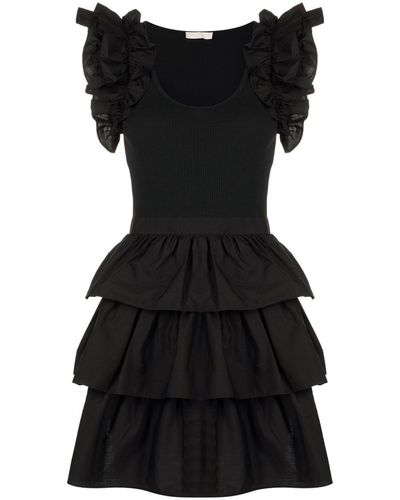 Ulla Johnson Ruffle-trim T-shirt Dress - Black