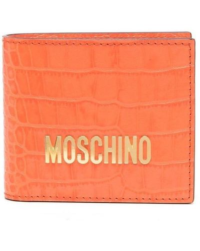 Moschino Portefeuille en cuir à logo - Orange