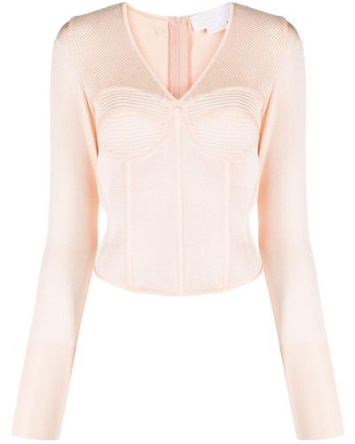 Genny V-neck Corset-style Top - Pink